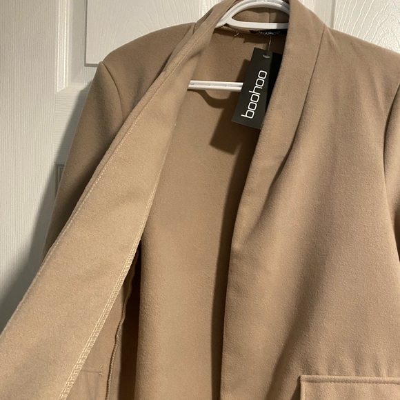🐶 NWT Boohoo Collarless Wool Look Coat - Picture 14 of 14